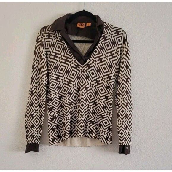 Tory Burch Merino Wool Dickie V-neck Sweater Brown size S - Picture 1 of 10